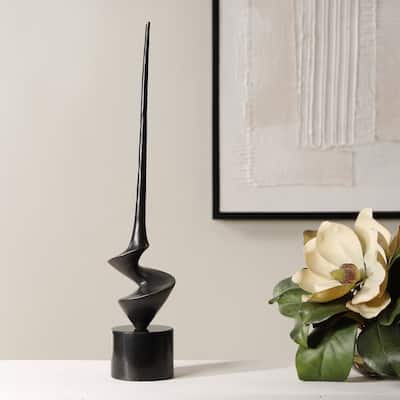 Abstract Twisted Cast Iron Sculpture - 20.75" - Antique Bronze
