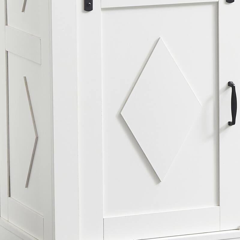 Coffee Bar Cabinet with Sliding Barn Door, Buffet Cabinet with Storage Shelves, Kitchen Sideboard with 2 Drawers