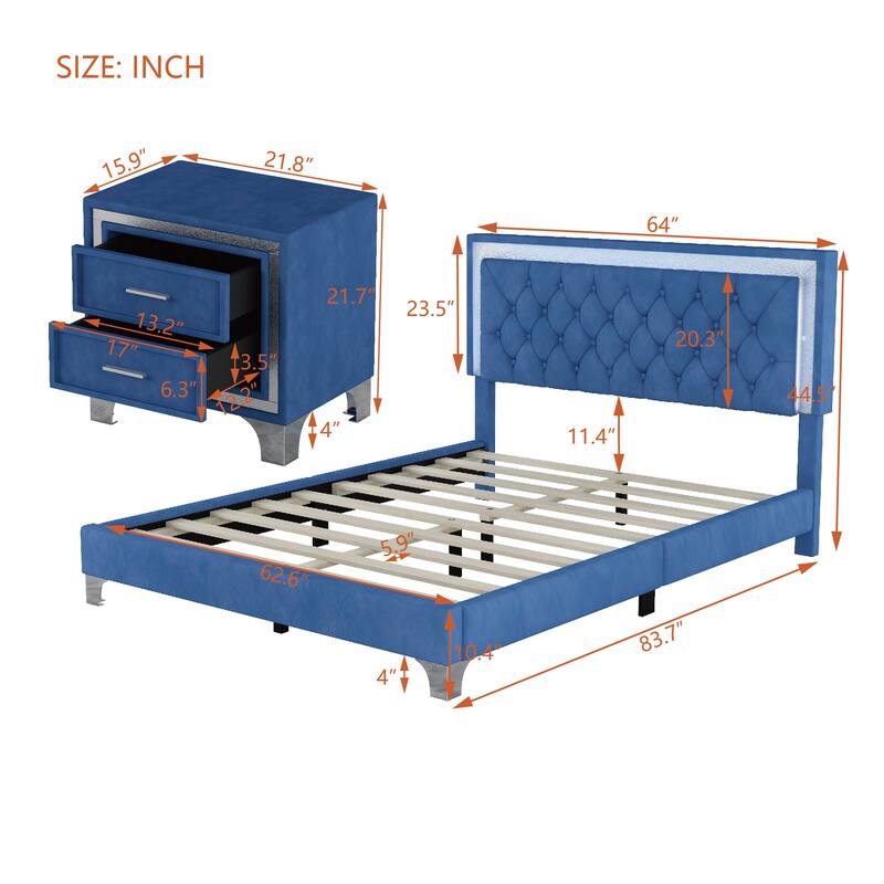 Upholstered Platform Bed (Look at the options before placing an order)