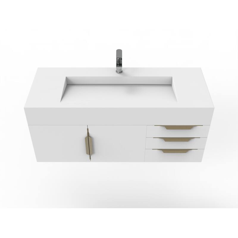 Nile 48" Wall Mounted Bathroom Vanity Set w/ White Top