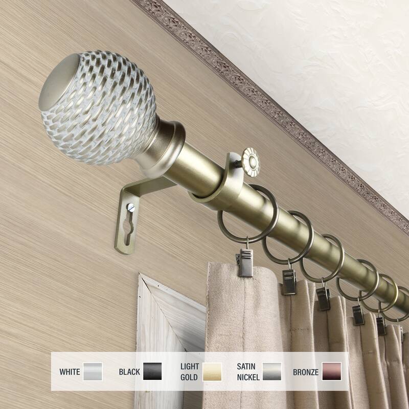 InStyleDesign Kray 1 inch Diameter Adjustable Curtain Rod - 66 to 120 inches - Light Gold