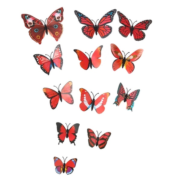 3D Butterfly Wall Sticker Decal Sticker for Home Room Decoration Red