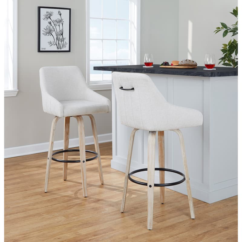 The Gray Barn Hadley 30" Fixed-Height Bar Stool with Bent Wood Legs & Round Footrest (Set of 2)