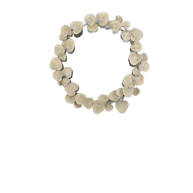 HomeRoots 29" Beige Metal Round Accent Mirror - 29.00 in. x 29.00 in. x 3.00 in.