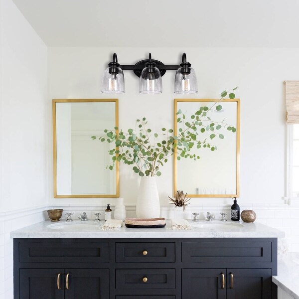 YANSUN 18.89 in. 3-Light Matte Black Modern Bathroom Vanity