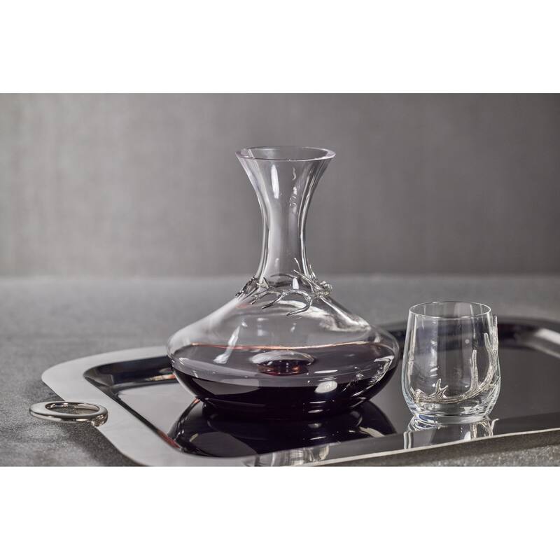 Malachi Glass Wine Decanter with Pewter Antler - 8.75" x 9.25"