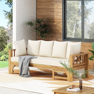 Long Beach Outdoor Extendable Acacia Wood Daybed Sofa by Christopher Knight Home