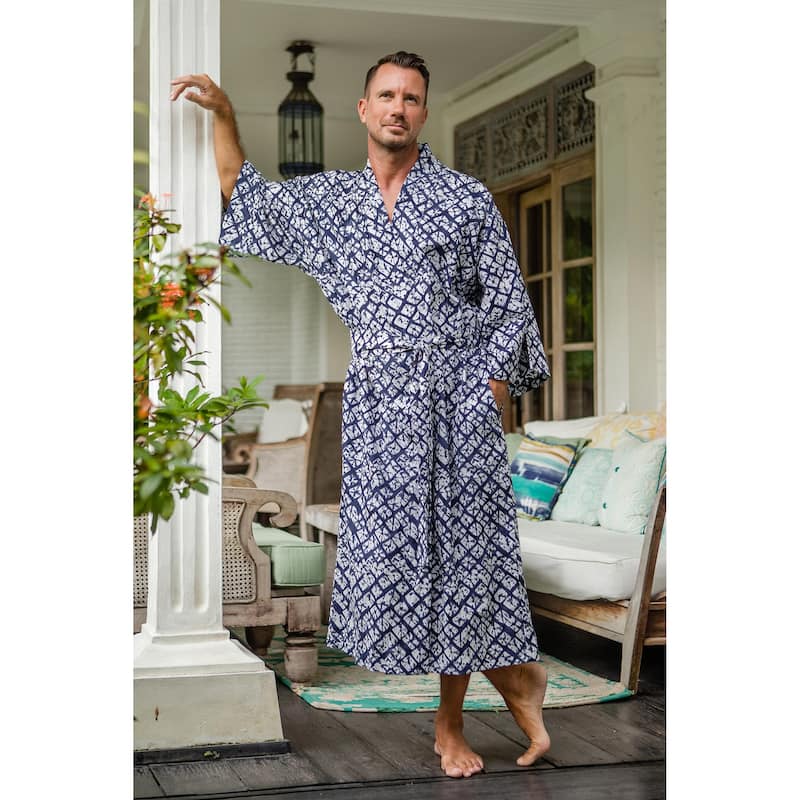 Novica Handmade Late Morning Batik Rayon Robe