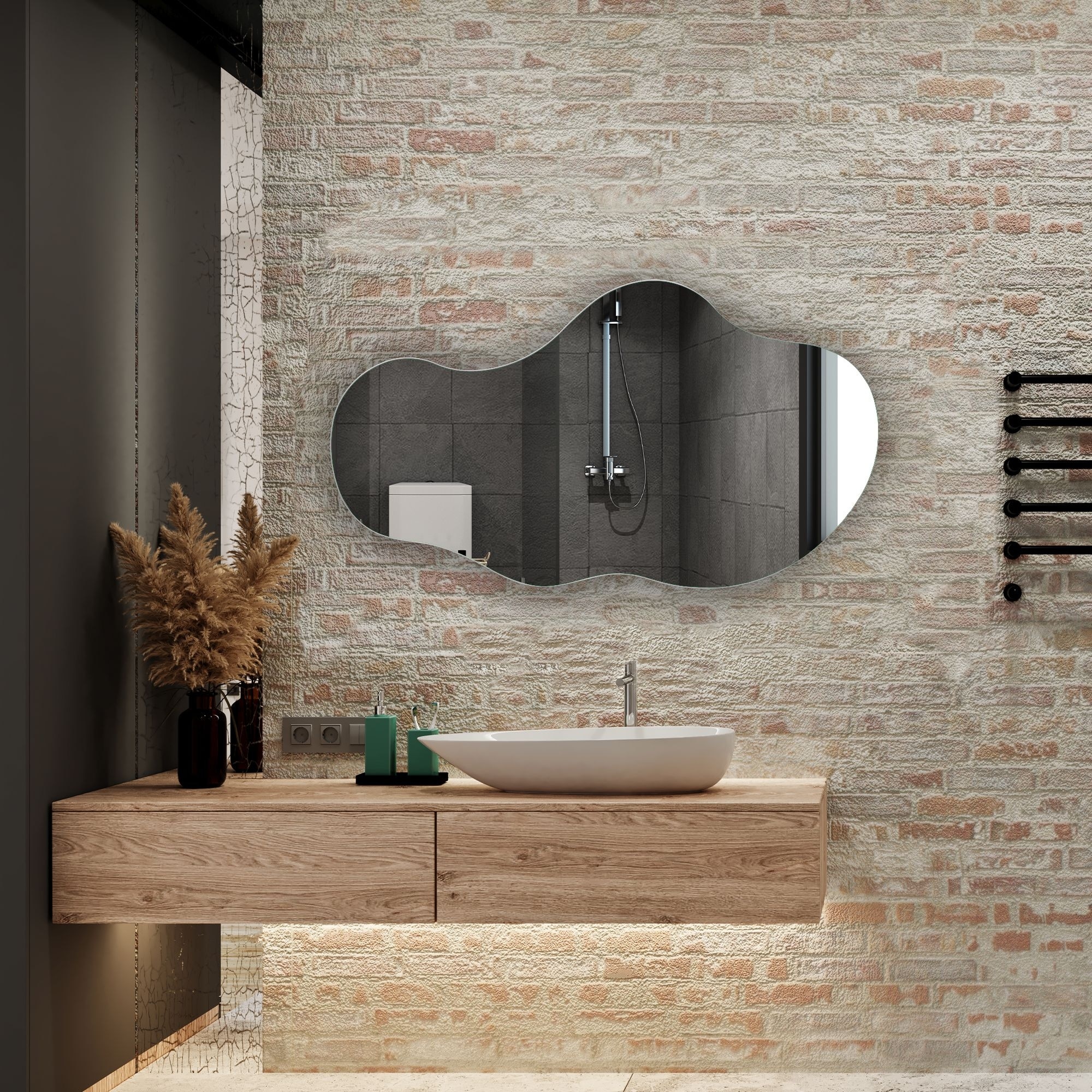 Asymmetrical Mirror, Decorative Frameless Irregular Mirror - On