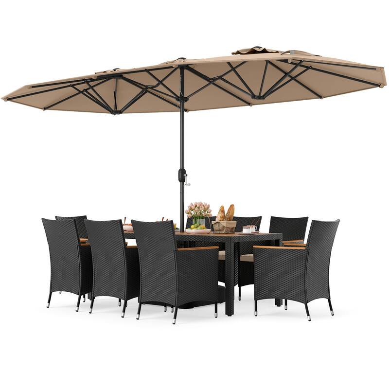 Costway 11 PCS Patio Wicker Dining Set with Double-Sided Outdoor - See Details