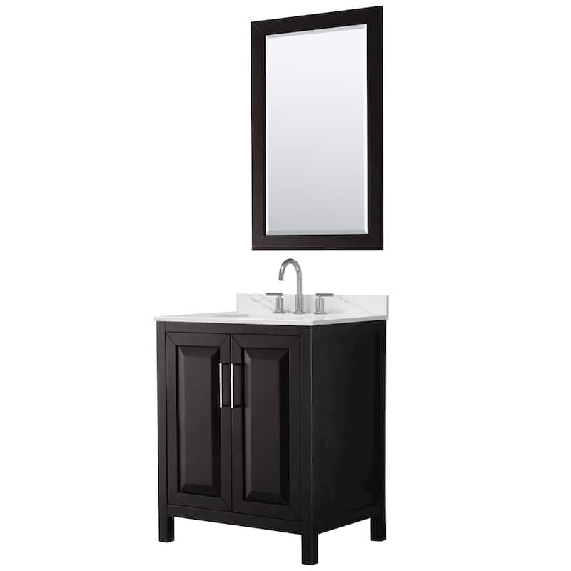 Wyndham Collection WCV252530S-QTZ-US3M24 Daria 30" Free Standing - Dark Espresso / Giotto Quartz Top / Polished