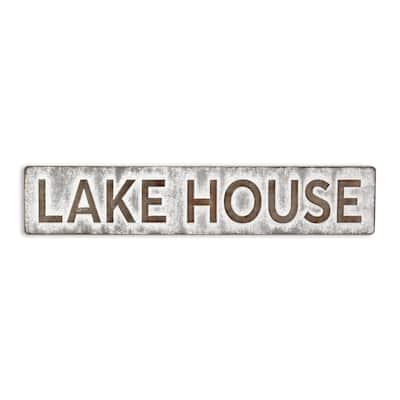 Rectangular Galvanized "Lake House" Wall Sign - 36.25"