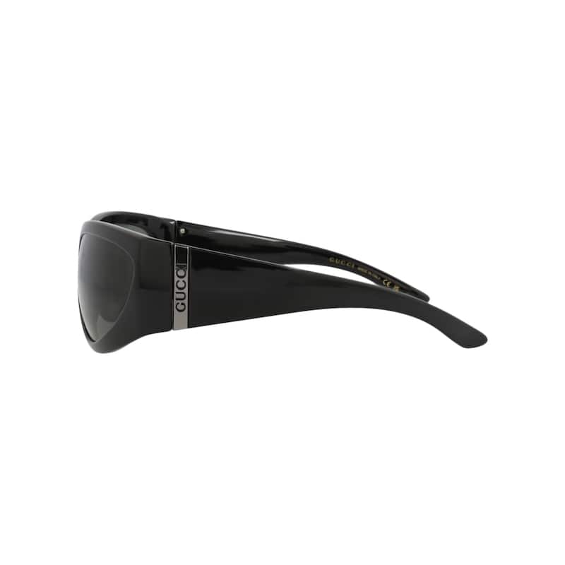 Gucci Shield-Frame Injection Sunglasses, Grey Lens, Shiny Black Frame