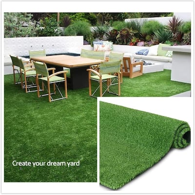 FAMAPY 6.6' x 10' Faux Green Grass Turf Indoor Outdoor Area Rug - 6.6ft x 10ft
