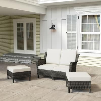 Rattan Outdoor Sectional Set with Modular Seating