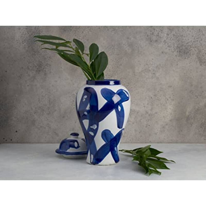 Mikasa Blue and White Ceramic Ginger Jar