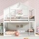 preview thumbnail 5 of 7, White House Shape Twin Over Twin Bunk Bed for Kids with Roof and Lockable Window