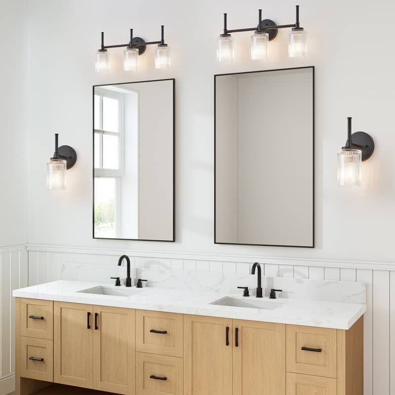KAWOTI 1- Light Ribbed Glass Wall Sconce (W5" * H11.5" * D6")
