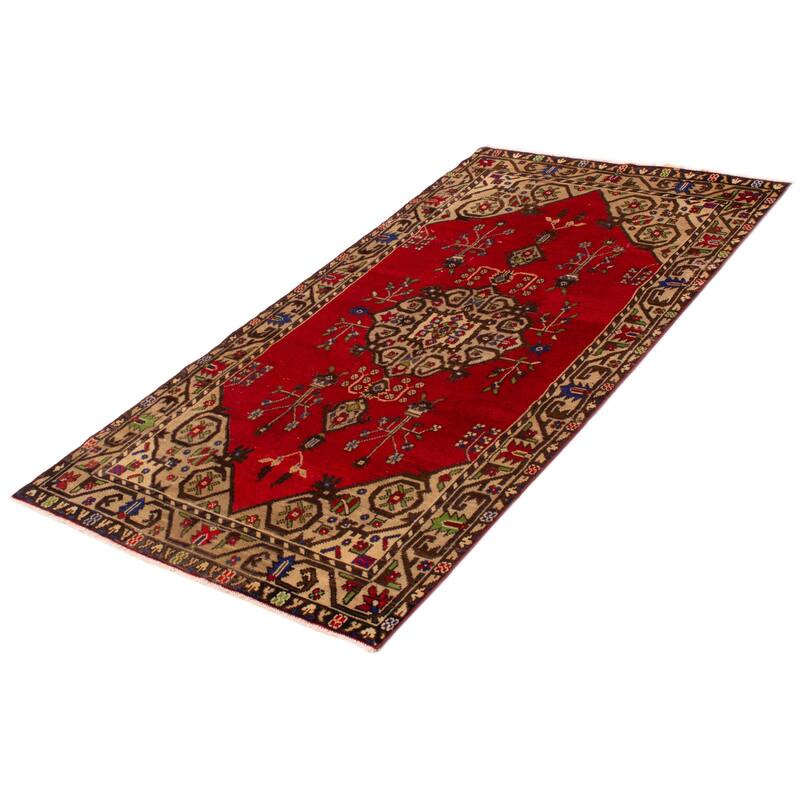 ECARPETGALLERY Hand-knotted Konya Anatolian Red Wool Rug - 4'10 x 9'5
