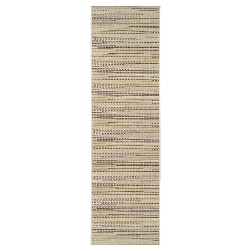 Samantha Diva Light Brown- Ivory Indoor/ Outdoor Area Rug - 2'3" x 11'9" Runner