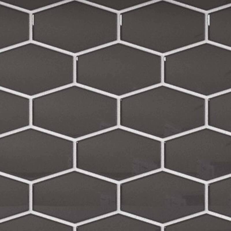 Cruz Bay Studio MKT2871 Long Hex - 11" x 11" Geometric Wall Tile - - Carbon Gloss