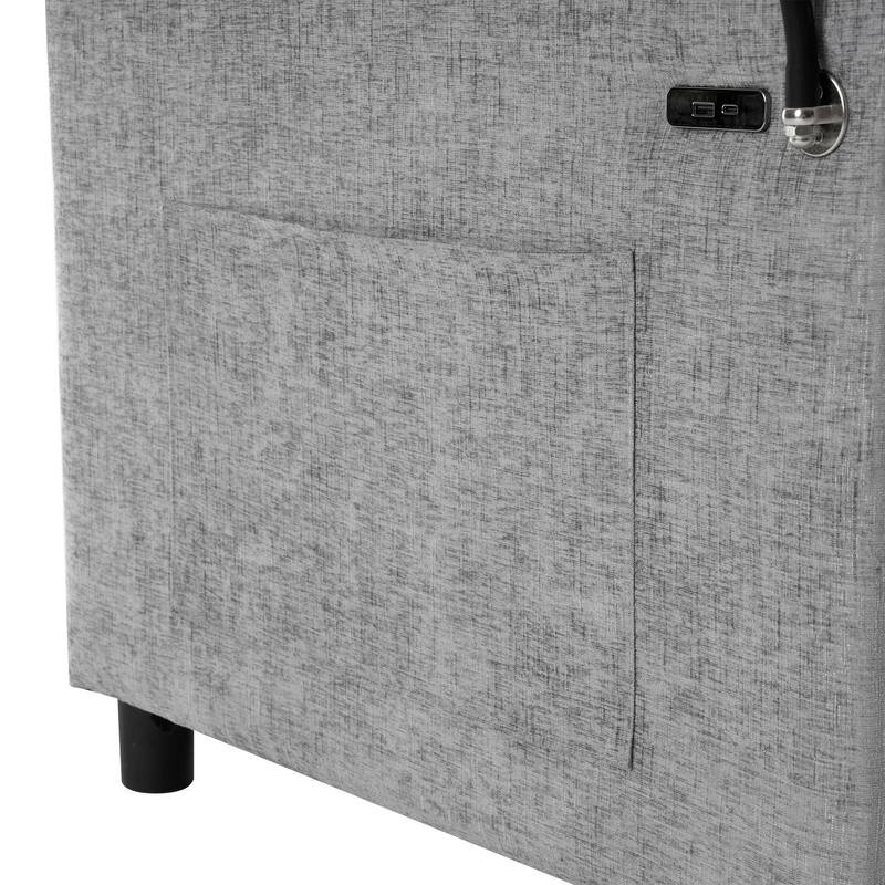 Chenille Luxe Loveseat Sofa Bed with Reversible Backrest, USB Charging, Adjustable Phone Holder by Harper&Bright Designs