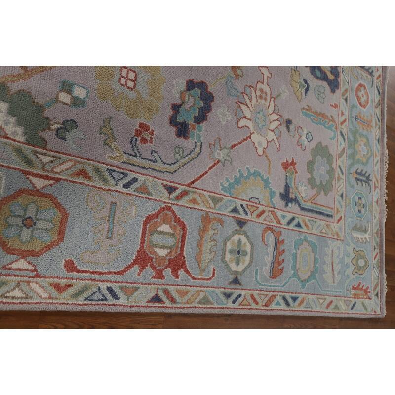 All-Over Floral Oushak Living Room Area Rug Handmade Wool Carpet - 7'10"x 9'8"