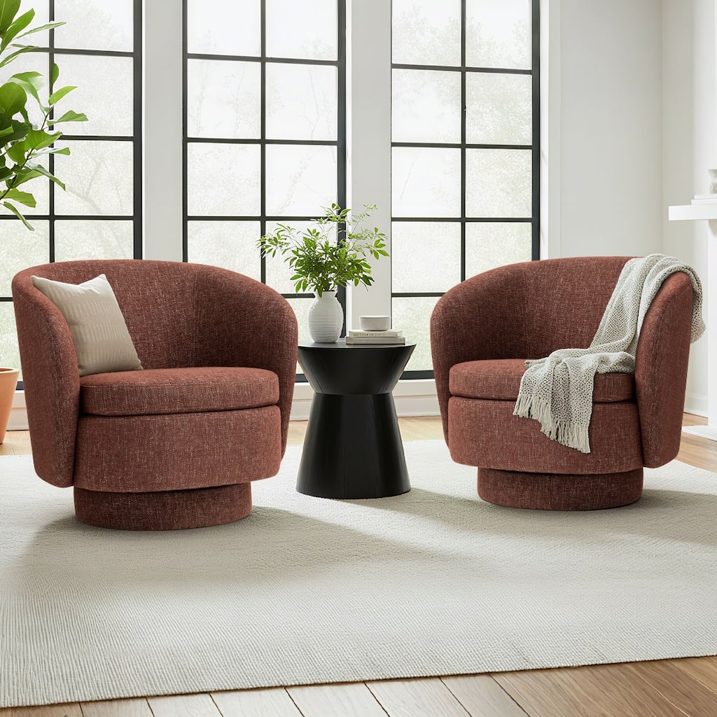 Modern Linen Swivel Barrel Accent Chair(Set of 2)