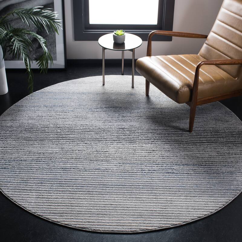 SAFAVIEH Harbor Penni Border Rug - 6'7" Round - Ivory/Grey