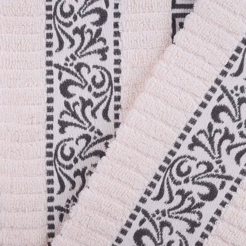 Superior Athens Cotton Floral Border Greek Key 3-Piece Towel Set