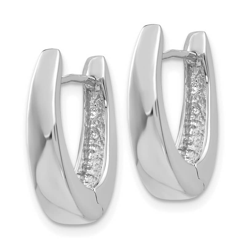 Curata 14k White Gold Solid 8x5mm Hinged Hoop Earrings