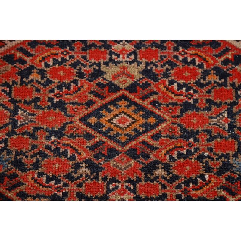 Pre-1900 Antique Blue Malayer Persian Runner Rug Handmade Wool Carpet - 3'2"x 16'7"