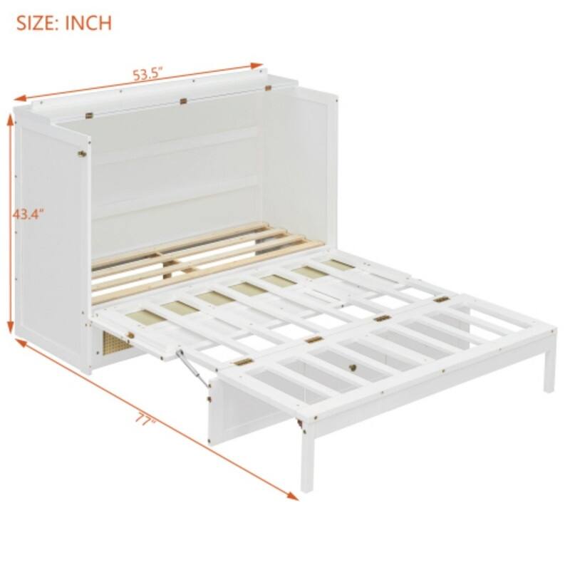 Full Size Murphy Bed with 3 Large Storage Drawers, Space Saving Wall Bed
