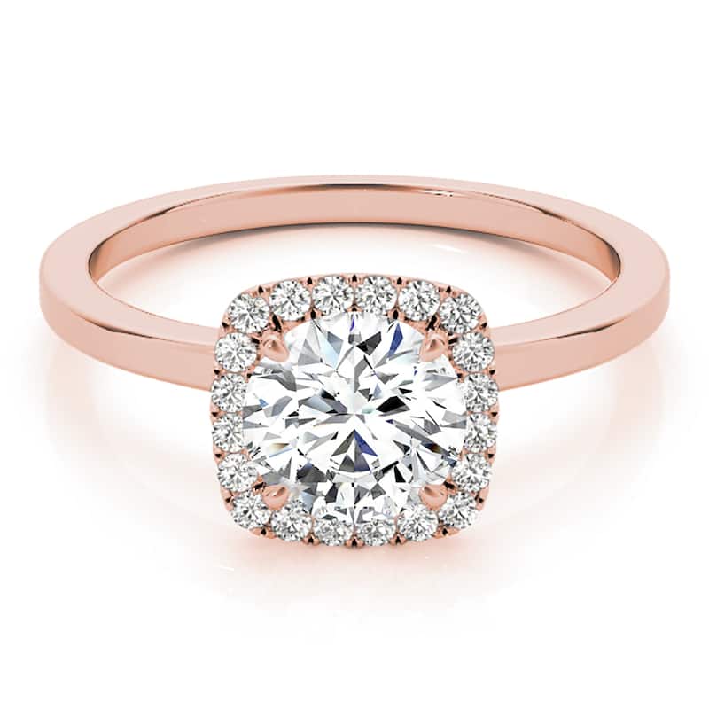 Auriya 14k-Rose Gold Lab Grown Round Diamond Halo Engagement Ring 0.50 to 5.00 ct. tw. (F-G VS)