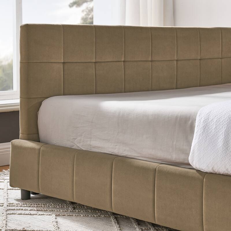 L-shaped Velvet Upholstered Daybed Tufted Sofa Bed with Soft Backrest Armrests - and Optional Corner Storage Day Bed
