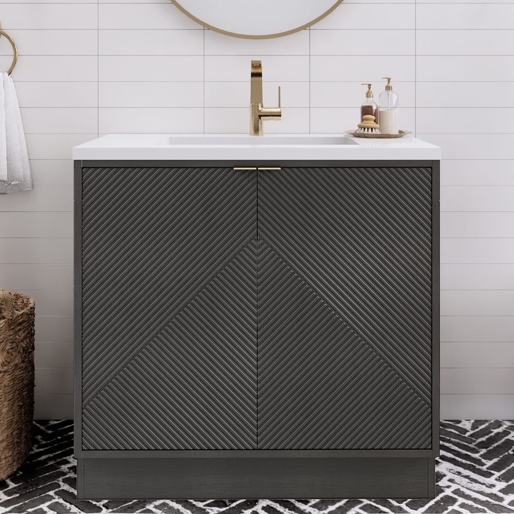 Milano 36" Freestanding Bathroom Vanity with White Acrylic Sink