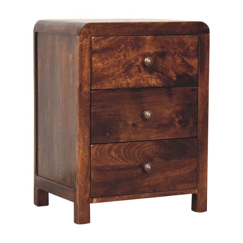 HomeRoots 24" Walnut Solid Wood Three Drawer Nightstand