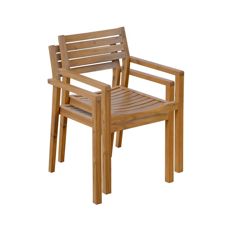 5-Piece Outdoor Dining Set with Acacia Wood Chairs and Round Table for Patios and Gardens