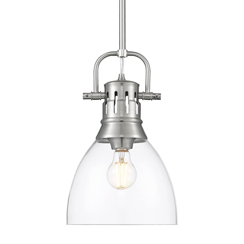 Yep by Golden Lighting Duncan 1-light 9in rod hung Pendant in Pewter and Clear Glass