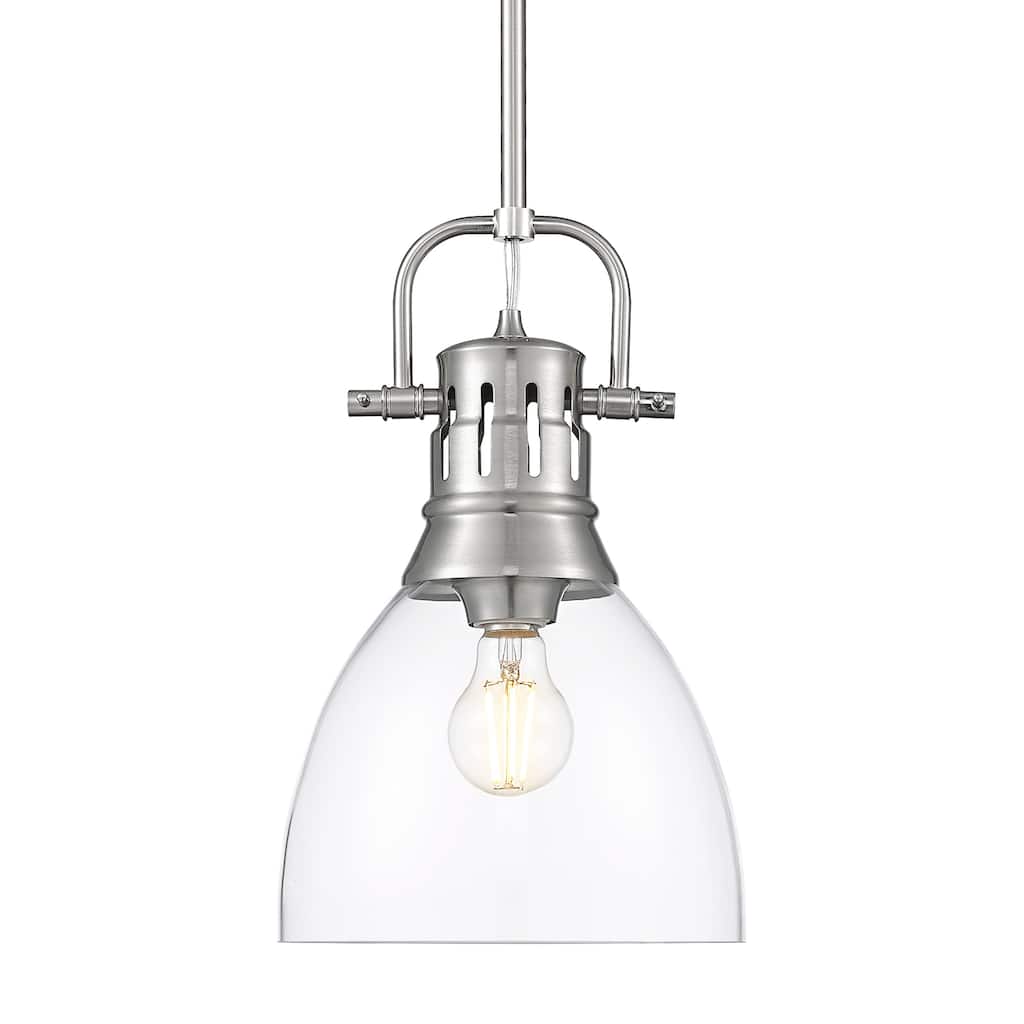 Yep by Golden Lighting Duncan 1-light 9in rod hung Pendant in Pewter and Clear Glass