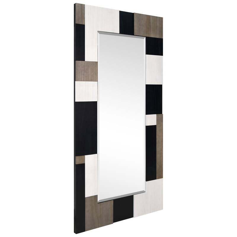 Geometric Blocks Hand Made Solid Paulownia Wood Beveled Leaner Mirror