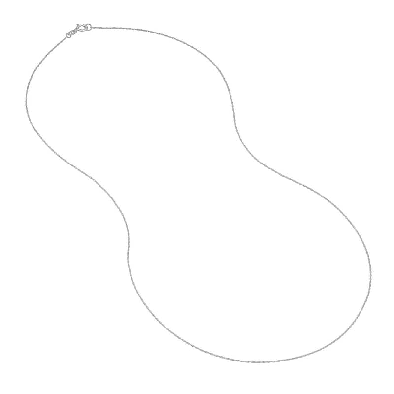 Curata 14k White Gold 0.65mm Rope Chain Necklace (Spring Ring)