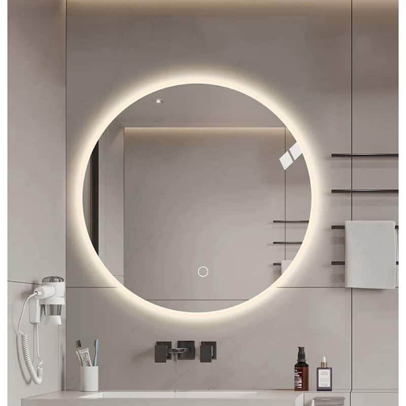 Round LED bathroom mirror with light