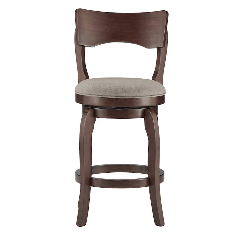 Verona Swivel 24-inch Counter Height Stool by iNSPIRE Q Classic - Cherry-Grey Linen -Curved