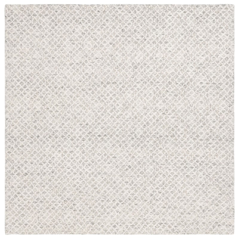 SAFAVIEH, Handmade Ebony Juozapa Modern Wool Rug - 6' Square - Grey/Ivory