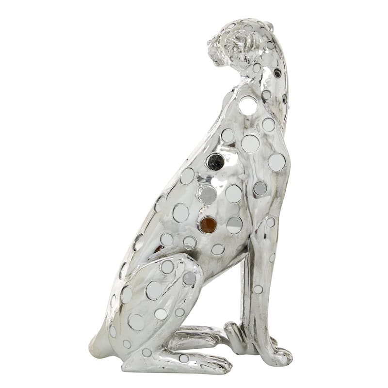 Polystone Leopard Decorative Sculpture - Gold or Silver - Roche River Decor