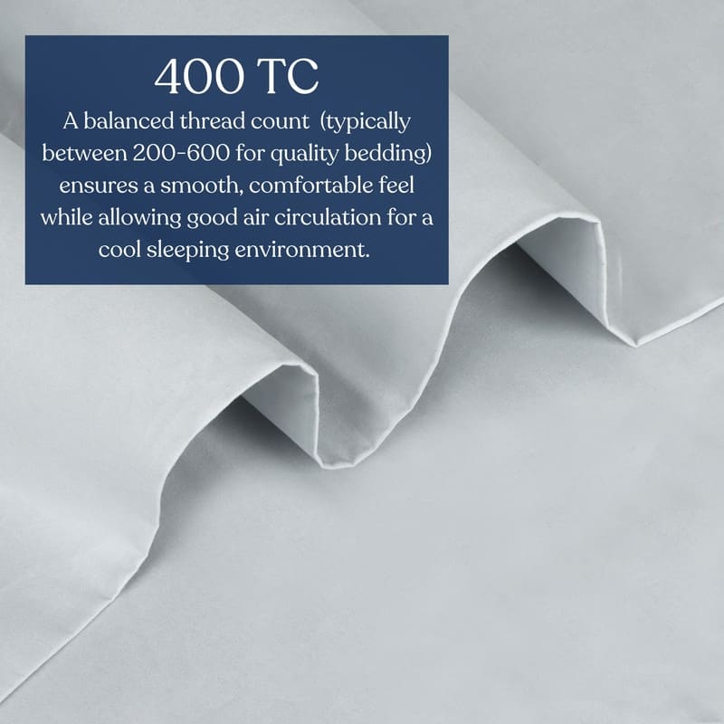Delara 100% Organic Cotton Percale Weave Duvet Cover Set, GOTS Certified, 400 Thread Count