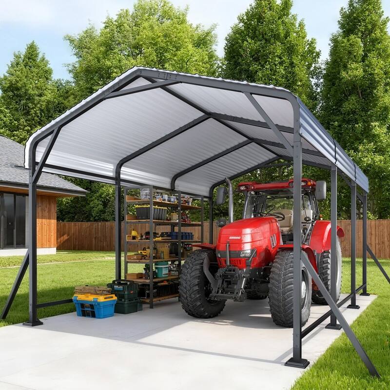 EROMMY Heavy Duty Metal Carport with Extra Support Poles, UV & Waterproof Car Canopy for Outdoor Vehicle Shelter