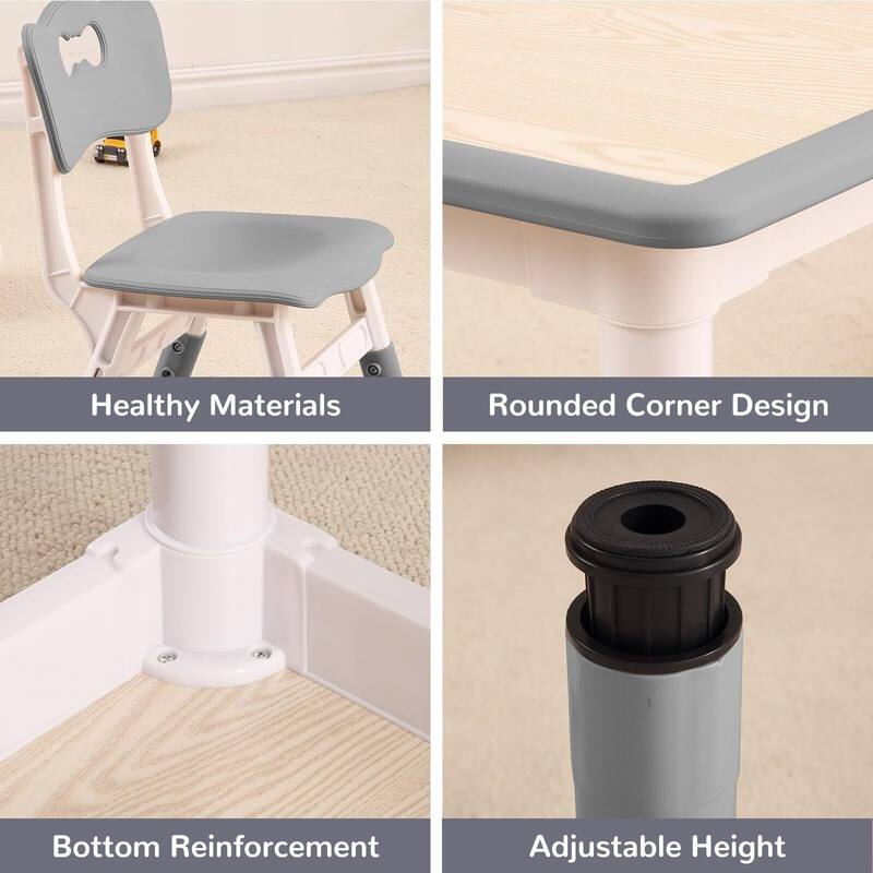 Kids Table and 4 Chair Set - Height Adjustable