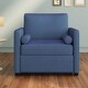 preview thumbnail 3 of 8, Roomfitters Convertible Sleeper Chair, 3 in 1 Velvet Lounger with Adjustable Backrest, Compact Bed Option, Blue